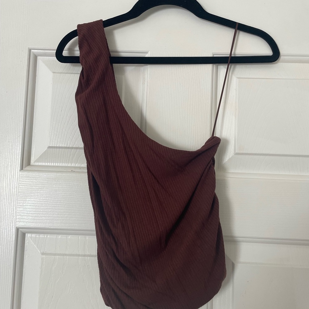 One-Shoulder Brown Top